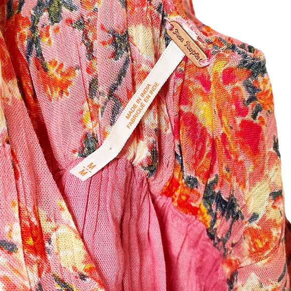 Free People Floral Smocked V-Neck Mini Dress - Picture 6 of 8